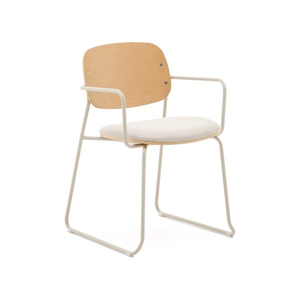 Bež/u prirodnoj boji metalna blagovaonska stolica s naslonima za ruke Meli – Kave Home