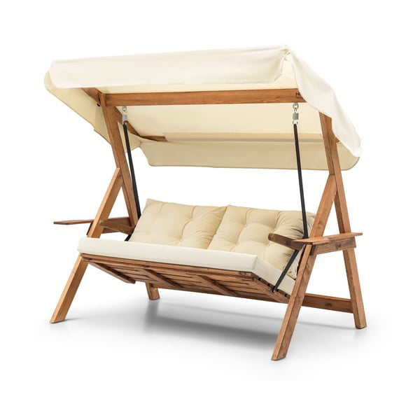 Krem/u prirodnoj boji vrtna ljuljačka od masivnog drveta Galata – Floriane Garden-image-3