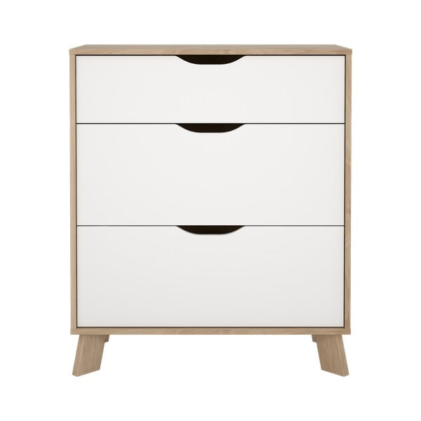 Bijela/u prirodnoj boji komoda u dekoru hrasta 79x92x40 cm Ikast – Tvilum