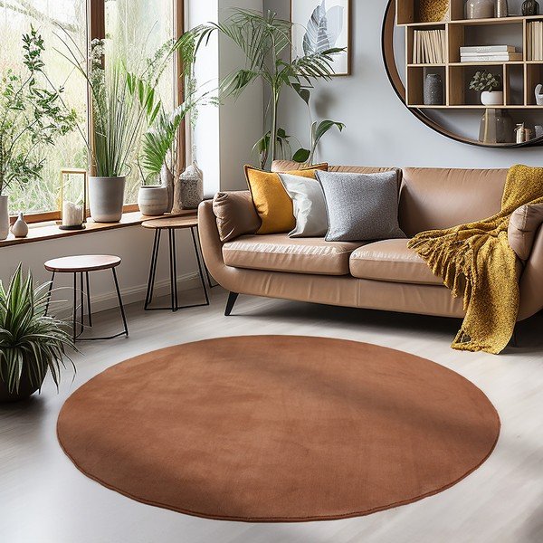 Smeđi periv okrugao tepih ø 200 cm Sky – Ayyildiz Carpets-image-1