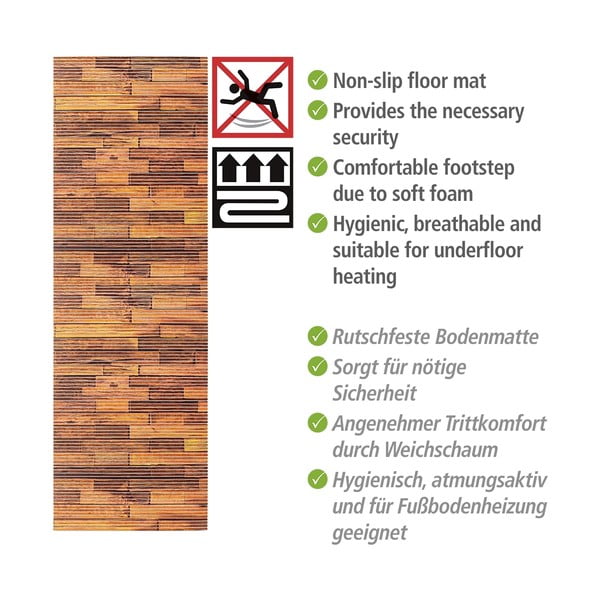 Smeđa plastična kupaonska prostirka 65x200 cm Lambris - Wenko-image-4