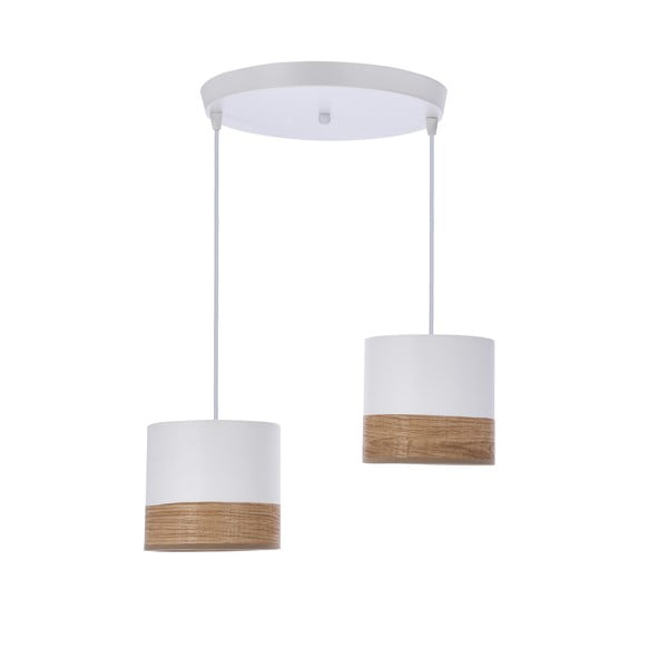 Bijela viseća svjetiljka s tekstilnim sjenilom/sa sjenilom od furnira ø 15 cm Bianco – Candellux Lighting