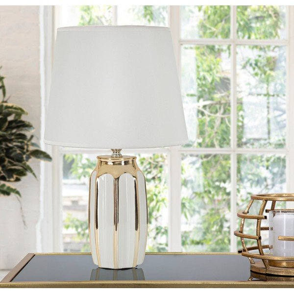 Bijela/u zlatnoj boji stolna lampa keramička s tekstilnim sjenilom (visina 40,5 cm) Cassy – Mauro Ferretti-image-1