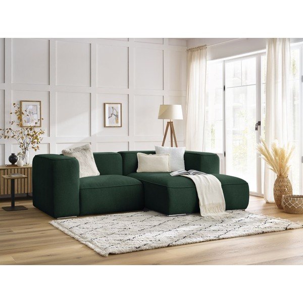 Tamno zelena kutna garnitura od bouclé tkanine (s desnim kutom) Zephyr – Bobochic Paris-image-1