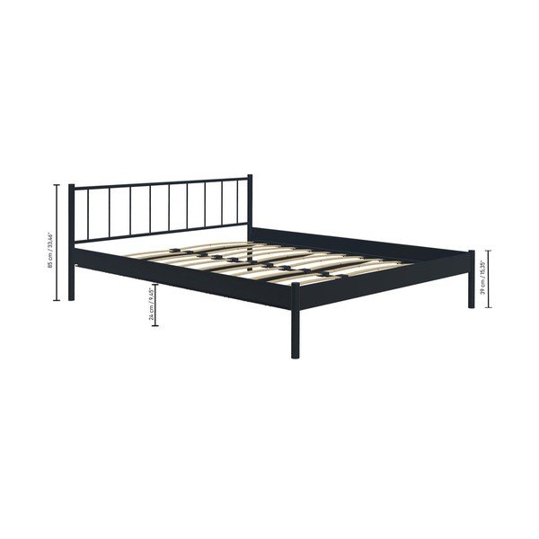 Crni metalni bračni krevet s podnicom 160x200 cm Falez - Kalune Design-image-2