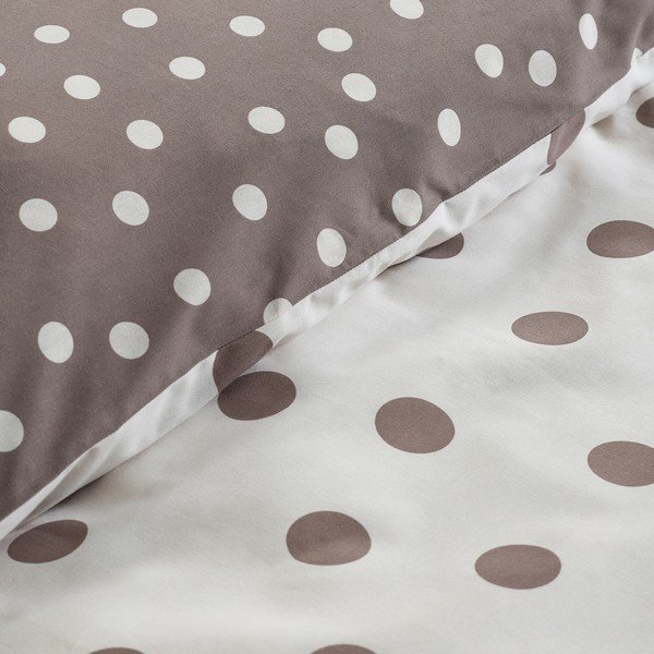 Bijela/tamno smeđa posteljina za bračni krevet 200x200 cm Polka Dot – Catherine Lansfield-image-4