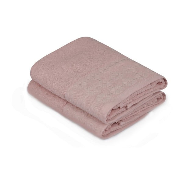 Set od 2 ružičasta pamučna ručnika u prašnjavoj ruži Provence, 50 x 90 cm