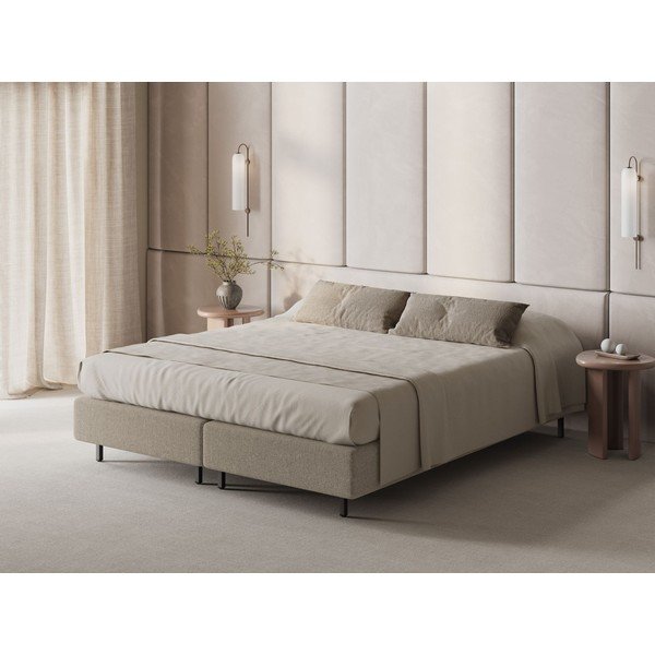 Bež tapecirani bračni krevet bez uzglavlja 200x200 cm Whale – Micadoni -image-1