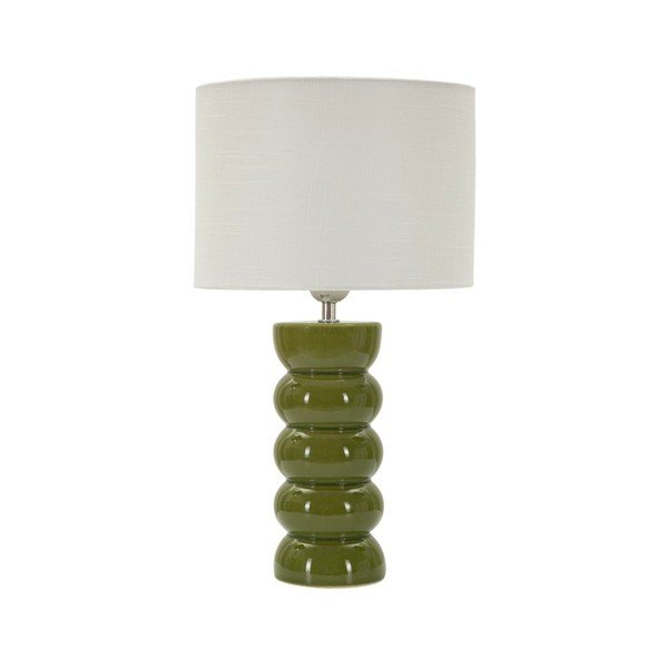 Bijela/zelena stolna lampa keramička s tekstilnim sjenilom (visina 46 cm) Torr – Mauro Ferretti