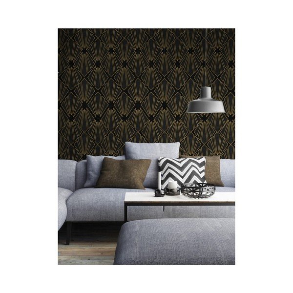 Global Art Production Gold Geometry Tapeta, 52 x 300 cm (3 role)-image-1