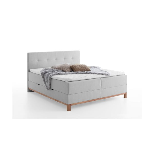 Svijetlo sivi boxspring krevet s prostorom za pohranu 160x200 cm Catania - Meise Möbel-image-3