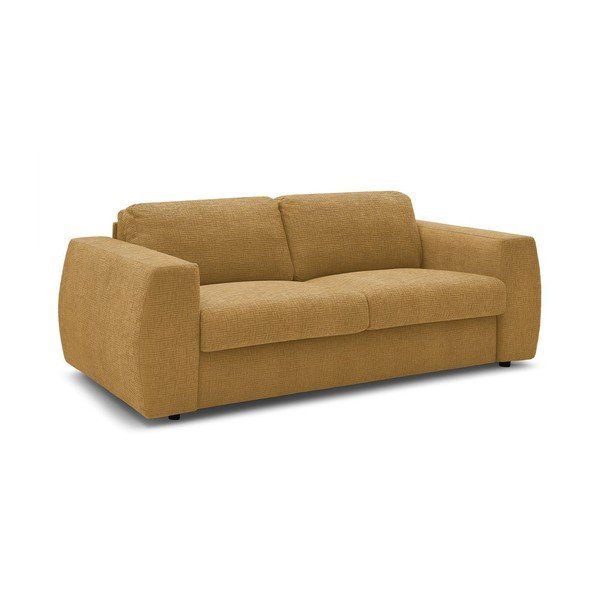 Senf žuta sofa za spavanje/sklopiva od šenila 240 cm Hugo – Bobochic Paris-image-2