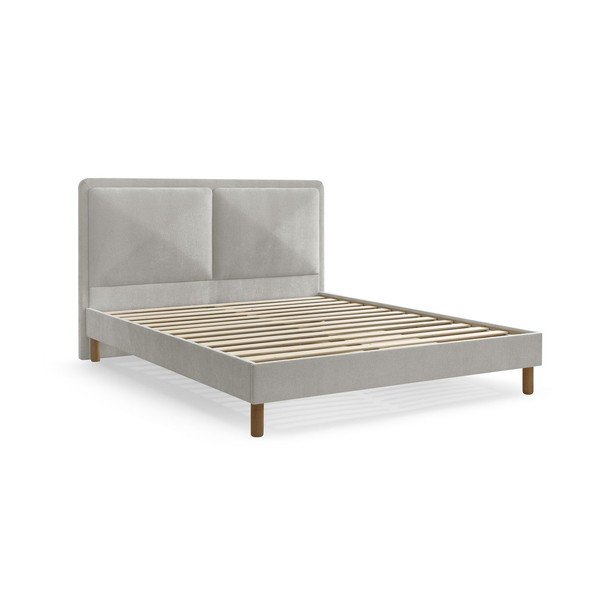 Sivi podstavljeni tapecirani bračni krevet s podnicom 180x200 cm Mara – Bobochic Paris