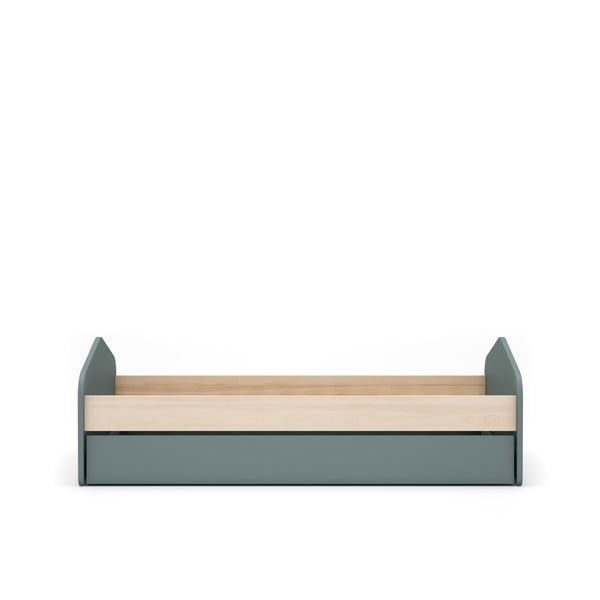 Dječji krevet u dekoru bora s dodatnim ležajem s prostorom za odlaganje s podnicom 90x200 cm u prirodnoj boji/prljavo zeleni Estefania – Marckeric-image-2