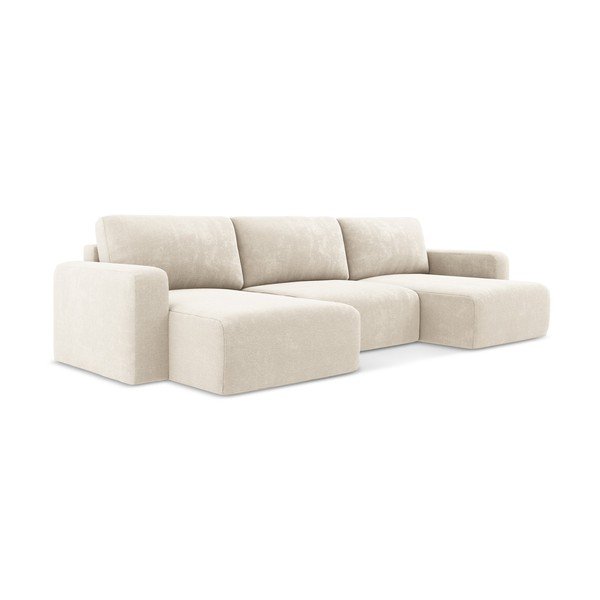 Krem sklopiva/s prostorom za odlaganje kutna garnitura od šenila (u obliku slova "U") Kona – Makamii-image-2