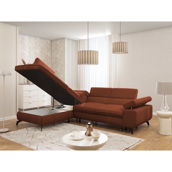 Kutna garnitura od šenila boja terakote (s lijevim kutom/u obliku slova L) Marbeya  – Ropez-image-4