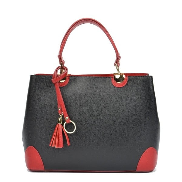 Crna kožna torbica s crvenim detaljima Isabella Rhea Gala