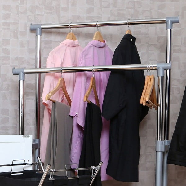 Metalni teleskopski/mobilni stalak za odjeću u srebrnoj boji – Premier Housewares-image-1