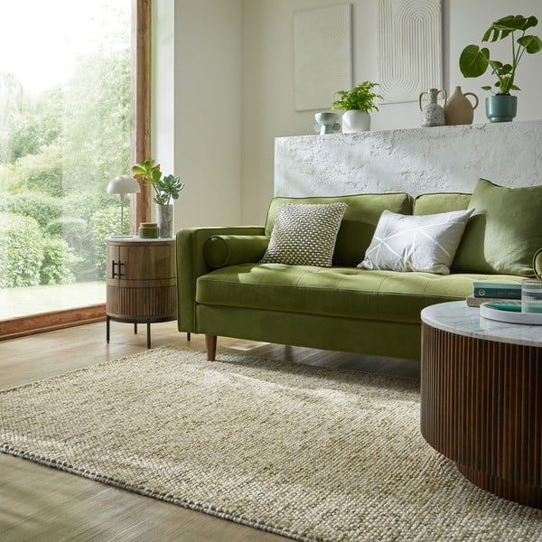 Kaki zeleni ručno rađen tepih od mješavine vune 160x230 cm Minerals – Flair Rugs-image-1