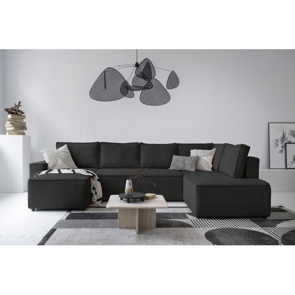 Antracitno siva sklopiva kutna garnitura od samta (s desnim kutom/u obliku slova "U") Brave Dave – Miuform-image-3