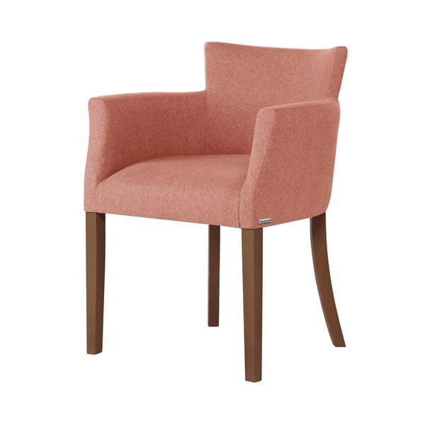 Ružičasta stolica s tamnosmeđim nogama od bukve Ted Lapidus Maison Santal