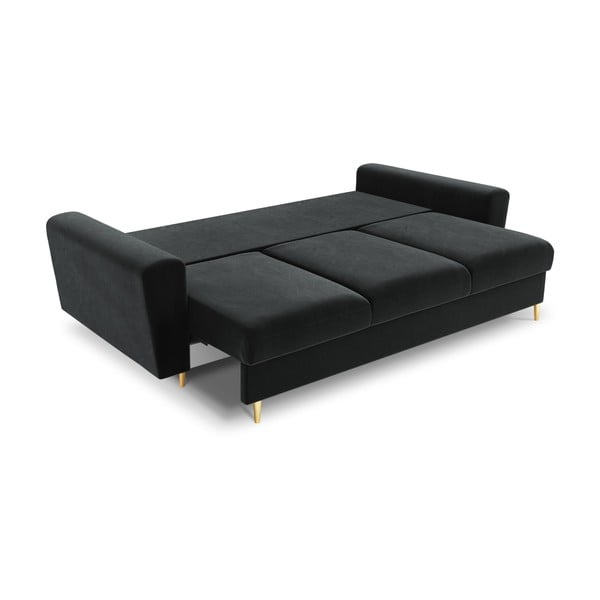 Tamno siva baršunasti sklopiva/s prostorom za odlaganje sofa 235 cm Kyoto – Cosmopolitan Design-image-2
