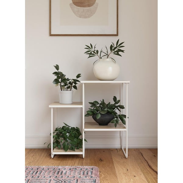 Bijeli/u prirodnoj boji pomoćni stol s pločom stola u dekoru jasena 35x67 cm Dante – Støraa-image-2