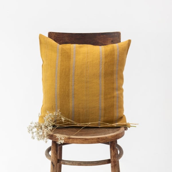 Lanena ukrasna jastučnica 50x50 cm Amber Bronze Stripes – Linen Tales