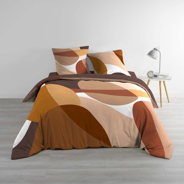 Smeđa 3-dijelna pamučna posteljina za bračni krevet 200x200 cm Boogie – douceur d'intérieur-image-1
