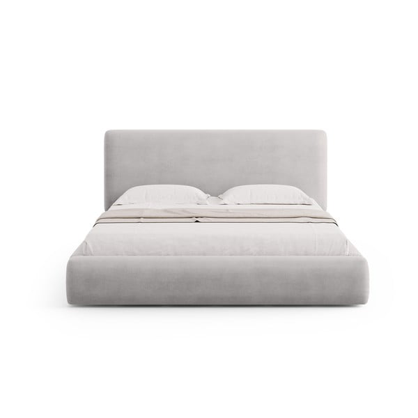 Svijetlo sivi tapecirani bračni krevet s prostorom za pohranu s podnicom 180x200 cm Colonel – Cosmopolitan Design-image-3