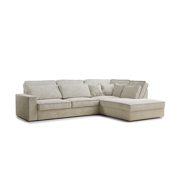 Sivo-bež kutna garnitura od šenila (s desnim kutom/u obliku slova L) Kirou – Maison de Rêve-image-2