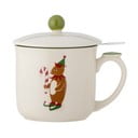 Krem šalica s božićnim motivom s cjedilom od kamenine 300 ml Valentin – Bloomingville