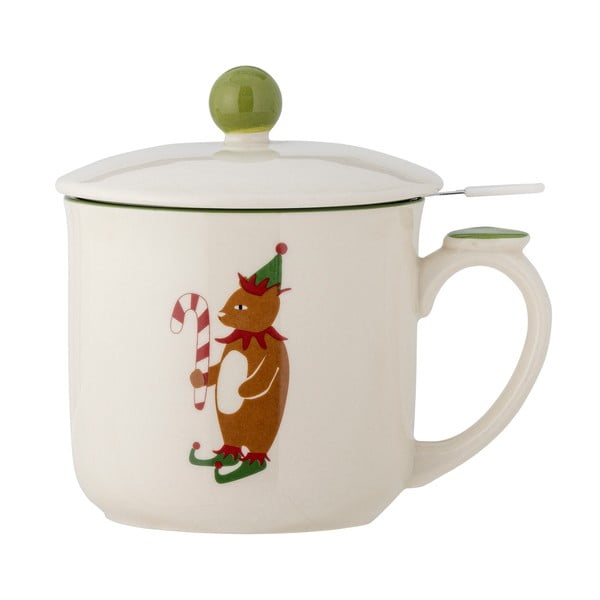 Krem šalica s božićnim motivom s cjedilom od kamenine 300 ml Valentin – Bloomingville