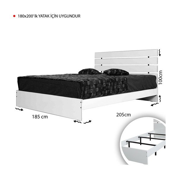 Bijeli bračni krevet 180x200 cm Fuga - Kalune Design-image-4