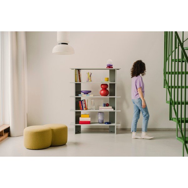 Svijetlo siva metalna biblioteka 120x156x37 cm Hes – noo.ma-image-4