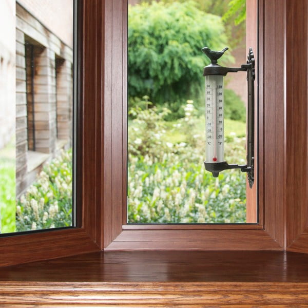 Zidni termometar od lijevanog željeza Esschert Design Dekor Bird, visina 27,3 cm-image-1