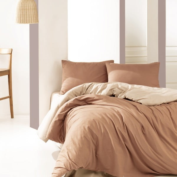 Pamučna posteljina za bračni krevet Suzy Beige, 200 x 220 cm