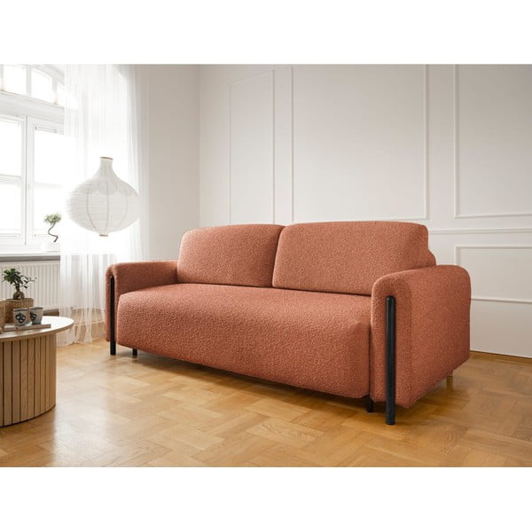 Sklopiva/s prostorom za odlaganje sofa od bouclé tkanine boja terakote 244 cm Arcadova – ELTAP-image-3