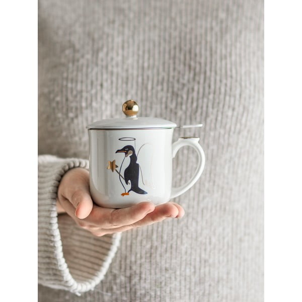 Krem šalica s božićnim motivom s cjedilom od kamenine 300 ml Valentin – Bloomingville-image-2