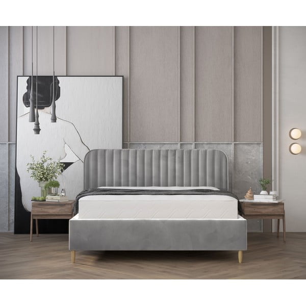 Sivi tapecirani krevet s prostorom za odlaganje s podnicom 120x200 cm Noto – Maison de Rêve-image-4