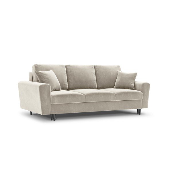 Bež baršunasti sklopiva/s prostorom za odlaganje sofa 235 cm Kyoto – Cosmopolitan Design-image-1