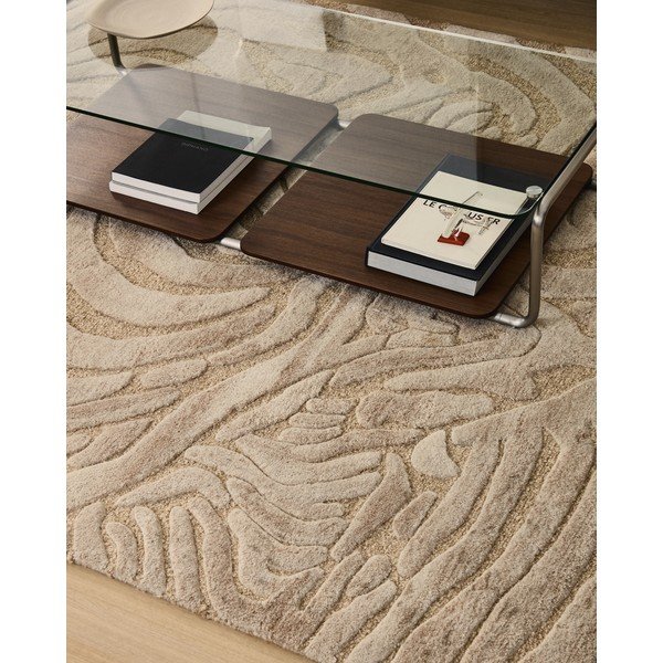 Bež ručno rađen tepih od mješavine vune 200x300 cm Tribet – Kave Home-image-1