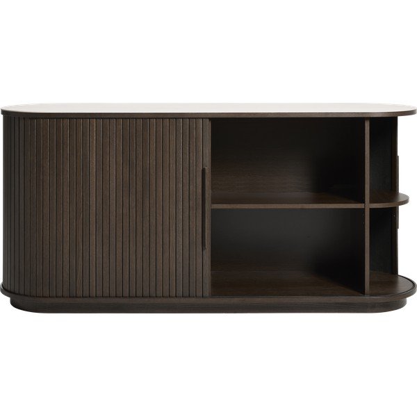 Komoda s keramičkom daskom s kliznim vratima u tamnoj prirodnoj boji 165x76x45 cm Enna – Unique Furniture-image-2