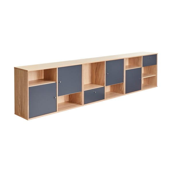 Crna niska komoda u dekoru hrasta 267x61 cm Mistral - Hammel Furniture-image-2