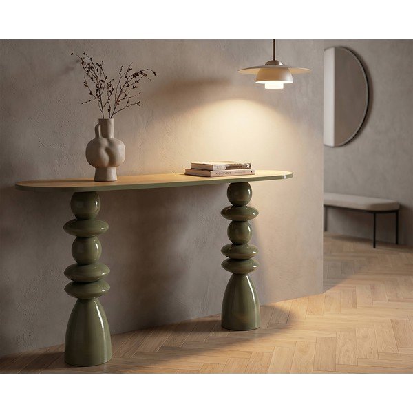 Zeleni metalni pomoćni stol 45x150 cm Metal Console – Mauro Ferretti-image-1