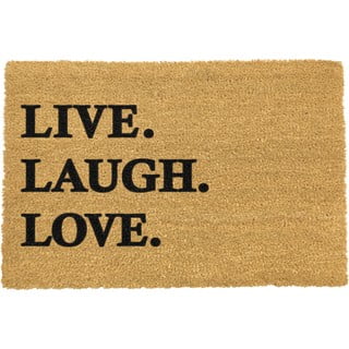 Otirač od prirodnog kokosovog vlakna Artsy Doormats Live Laugh Love, 40 x 60 cm