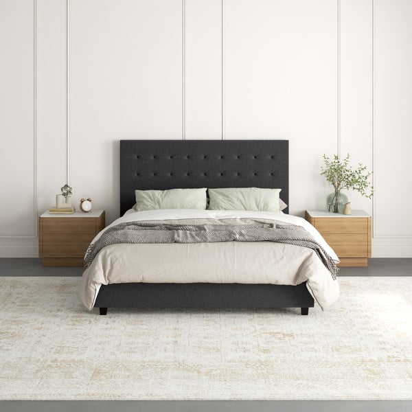 Tamno sivi tapecirani bračni krevet 140x200 cm Emily – Støraa-image-3