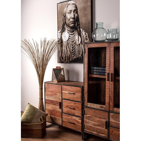 Komoda od masivnog bagrema u prirodnoj boji 90x90x40 cm Elmer – Bizzotto-image-1