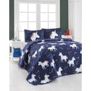 Set prošivenog prekrivača i 2 jastučnice Eponj Home Magic Unicorn Dark Blue, 200 x 220 cm