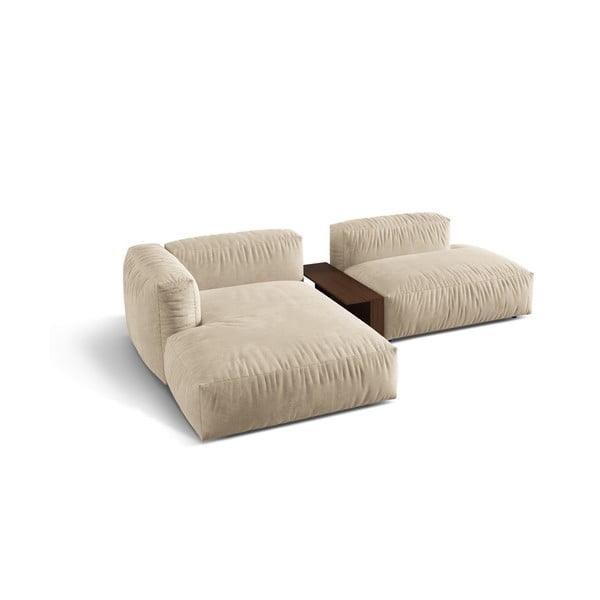 Bež baršunasti kutna garnitura (s lijevim kutom/s ležaljkom) Martina – Micadoni -image-3